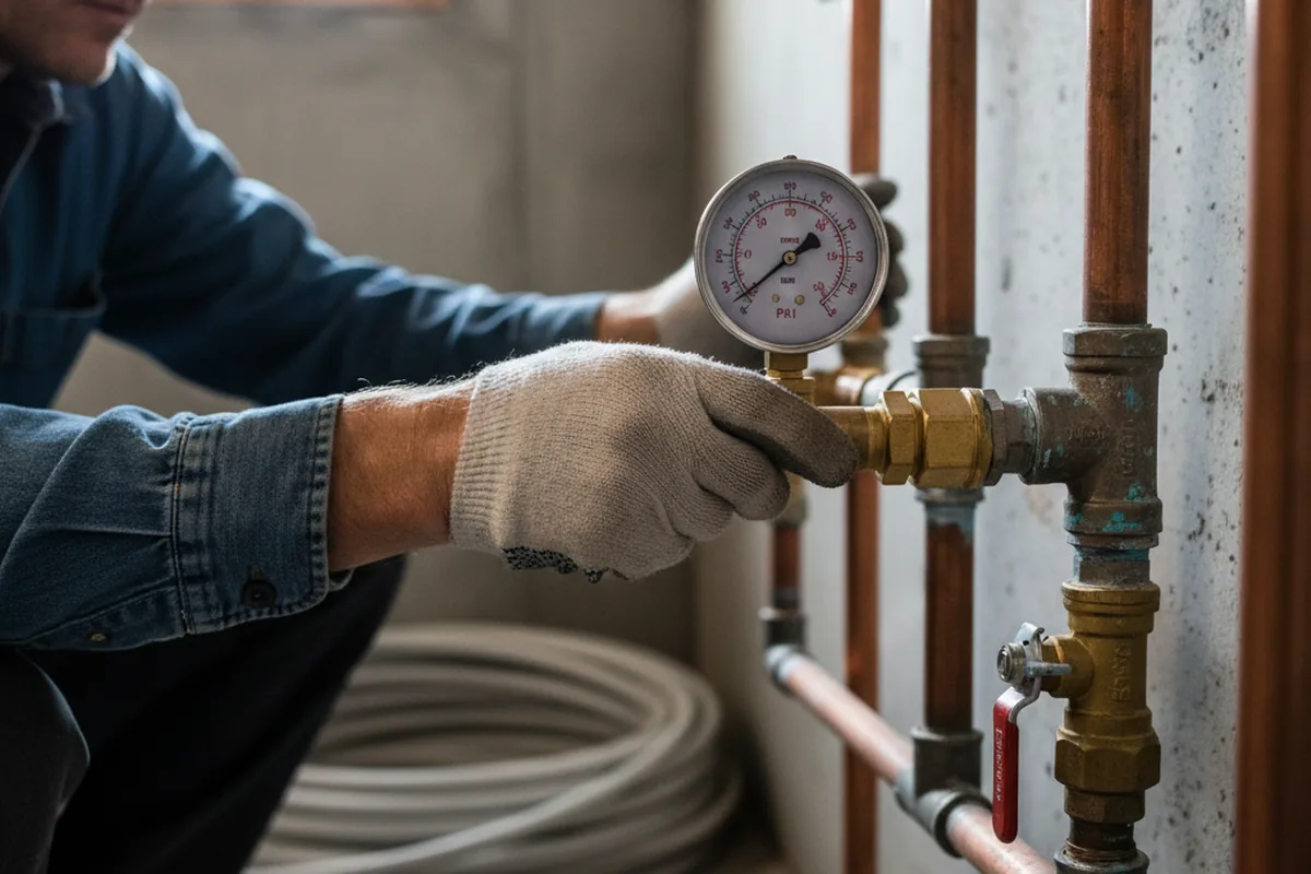 Pressure testing a repaired line during Water Line Repair in Derby